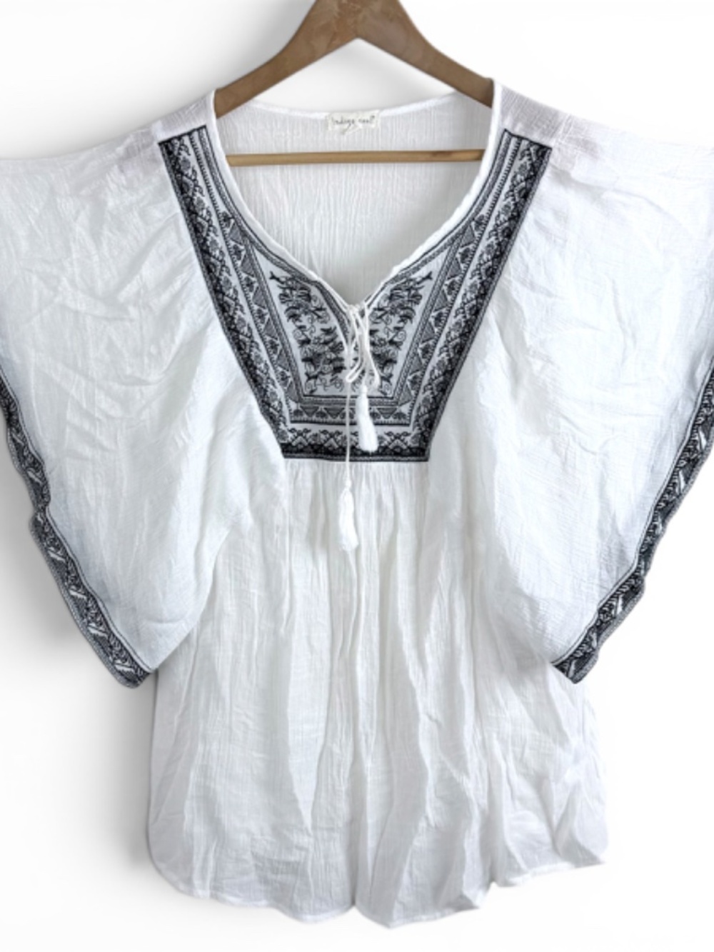 indigo soul women's romantic festival hippie top size xl embroidered top resort - Picture 1 of 8